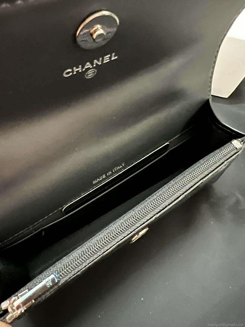 Chanel AP3566 Clutch with Chain Black Shiny Crumpled Calfskin Strass & Ruthenium Finish Metal