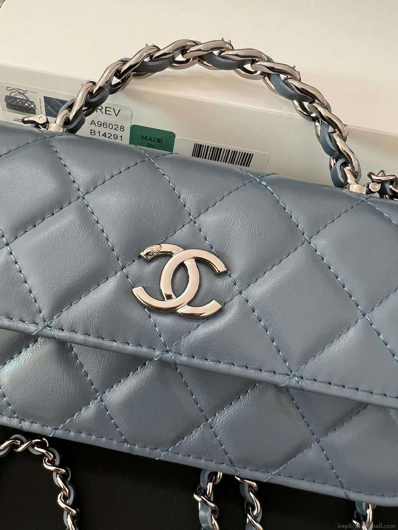 Chanel AP3566 Clutch with Chain Blue Shiny Crumpled Calfskin Strass & Ruthenium Finish Metal