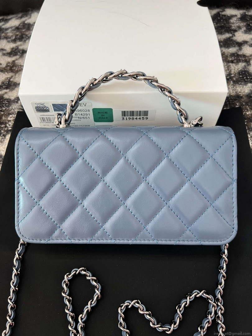 Chanel AP3566 Clutch with Chain Blue Shiny Crumpled Calfskin Strass & Ruthenium Finish Metal