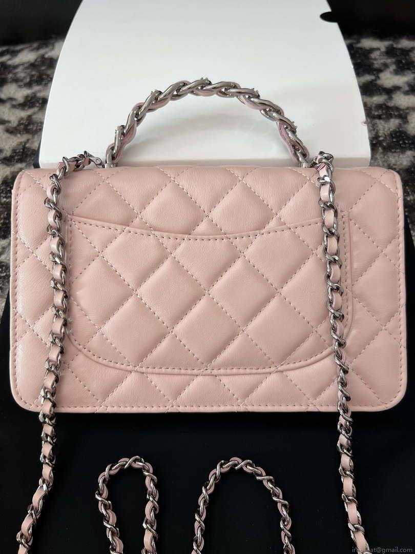 Chanel AP3645 Woc Wallet on Chain Pink Shiny Crumpled Calfskin Strass & Ruthenium Finish Metal