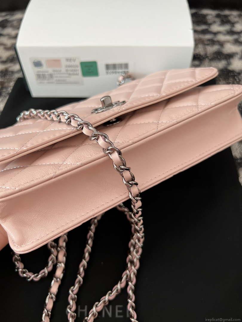 Chanel AP3645 Woc Wallet on Chain Pink Shiny Crumpled Calfskin Strass & Ruthenium Finish Metal