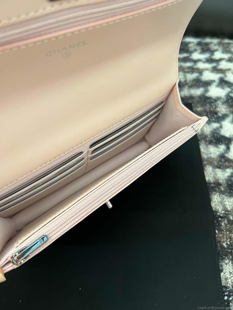 Chanel AP3645 Woc Wallet on Chain Pink Shiny Crumpled Calfskin Strass & Ruthenium Finish Metal