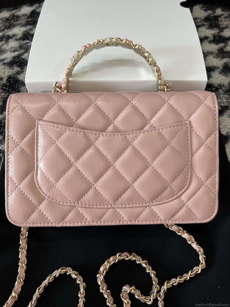 Chanel A96033 Woc Wallet on Chain With Small flower Handle Pink Lambskin