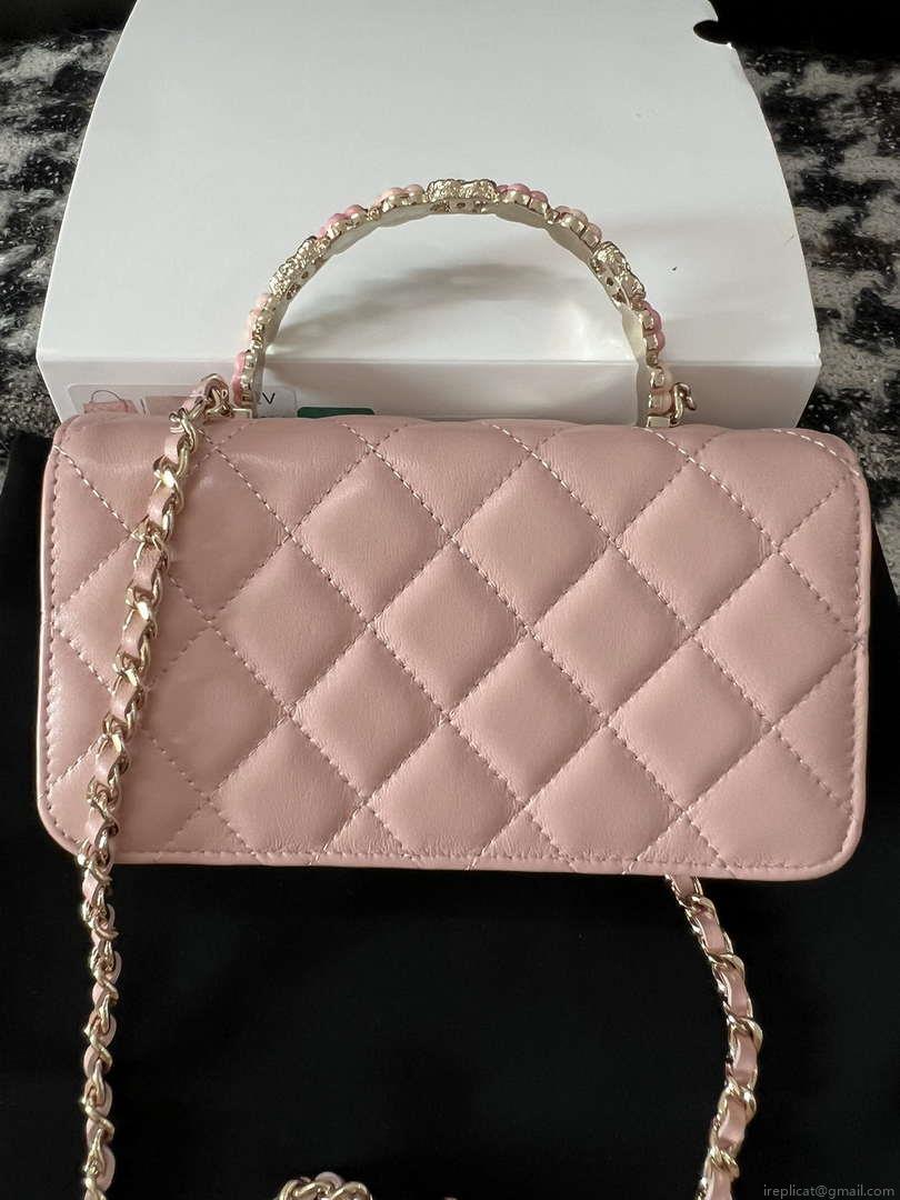 Chanel A96034 Woc Wallet on Chain With Small flower Handle Pink Lambskin