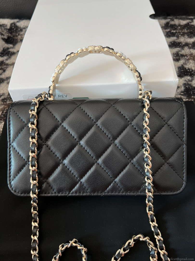 Chanel A96034 Woc Wallet on Chain With Small flower Handle Black Lambskin