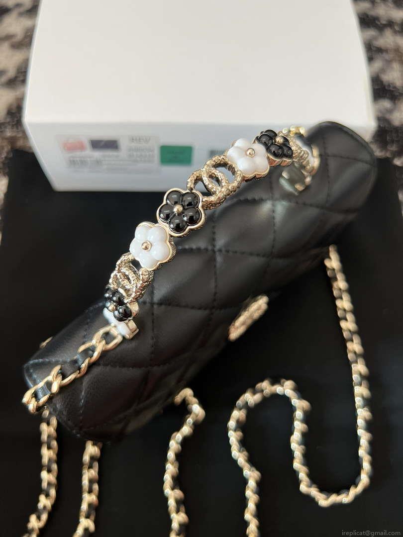 Chanel A96034 Woc Wallet on Chain With Small flower Handle Black Lambskin
