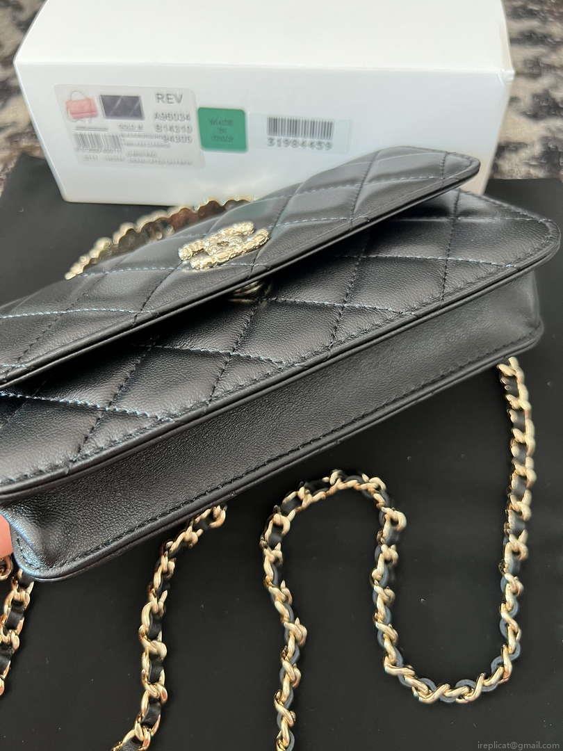 Chanel A96034 Woc Wallet on Chain With Small flower Handle Black Lambskin