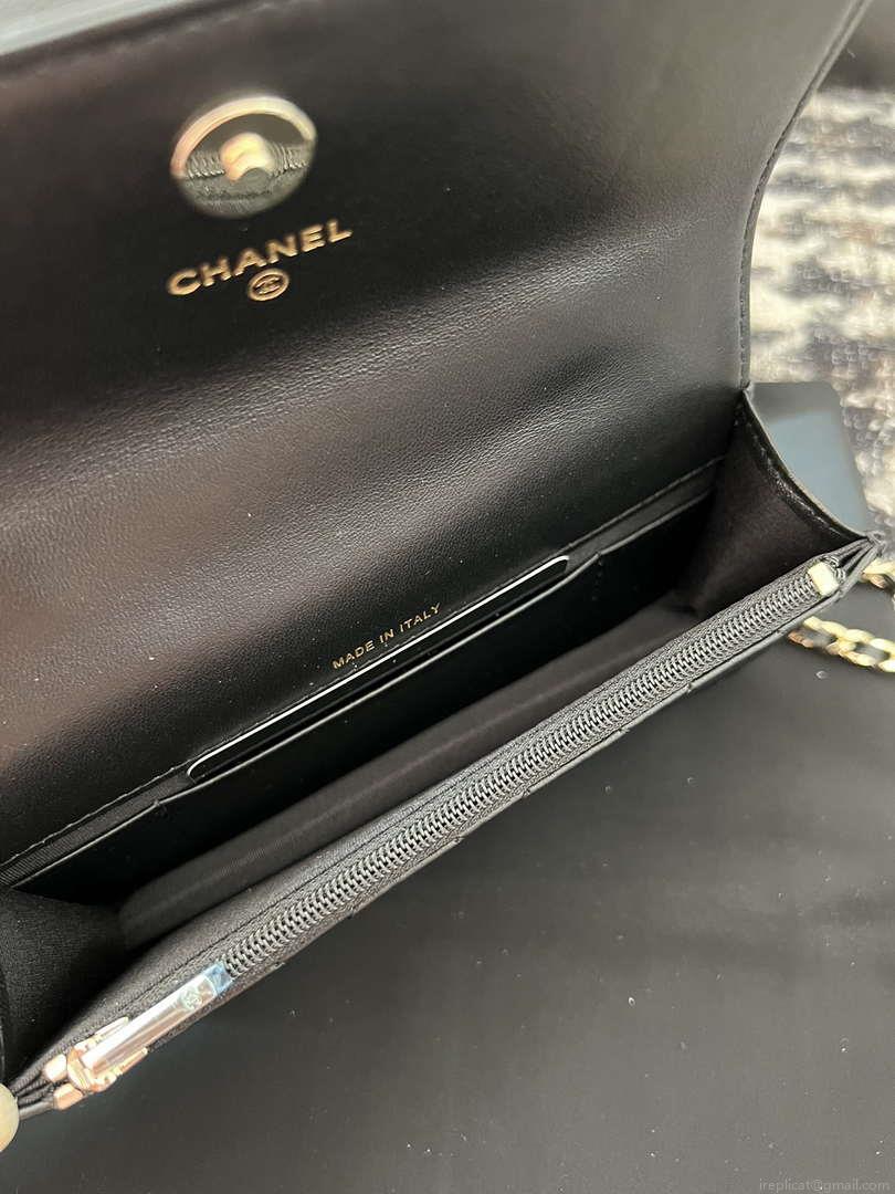 Chanel A96034 Woc Wallet on Chain With Small flower Handle Black Lambskin