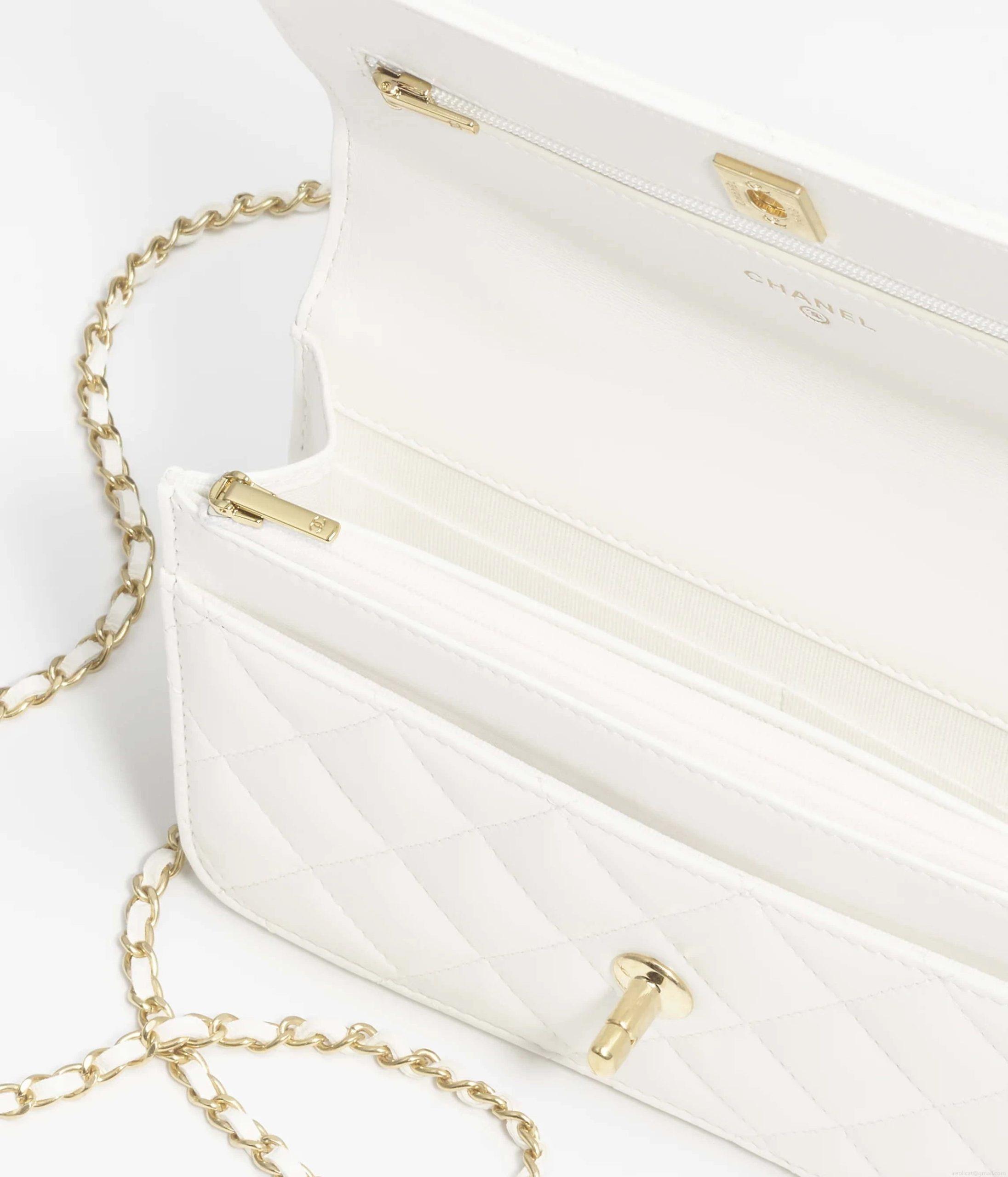 Chanel AP3504 Woc Wallet On Chain lambskin Imitation Pearls Strass & Gold white
