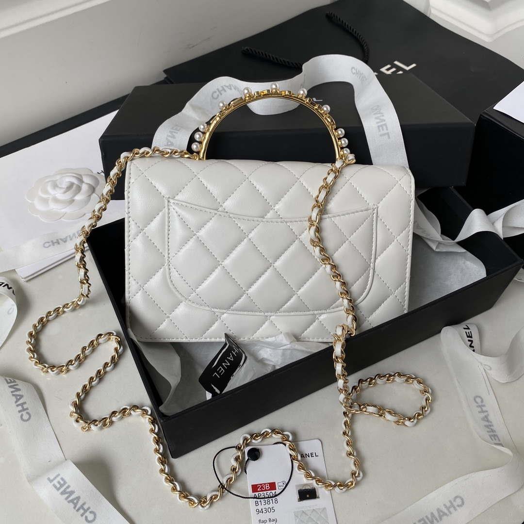 Chanel AP3504 Woc Wallet On Chain lambskin Imitation Pearls Strass & Gold white