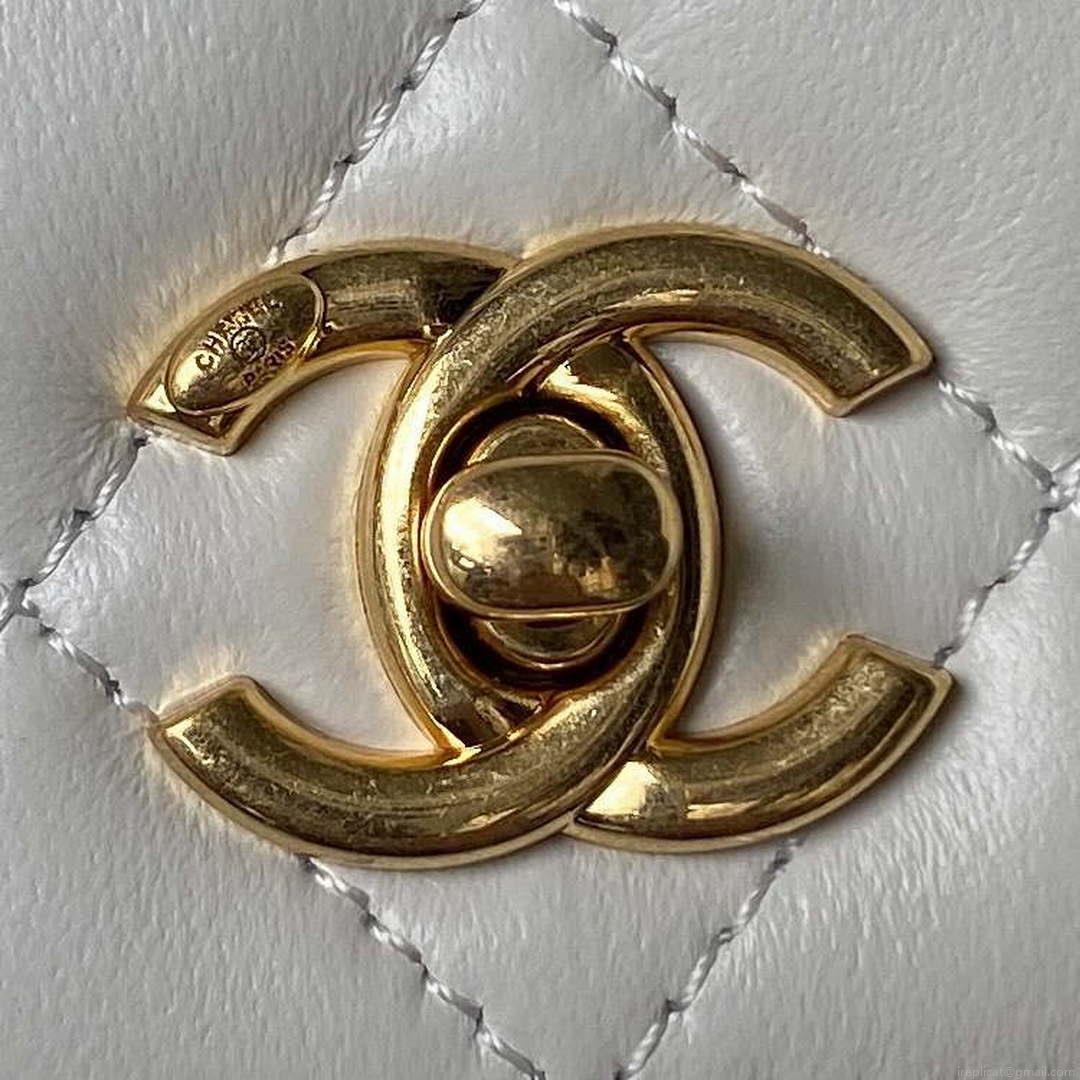 Chanel AP3504 Woc Wallet On Chain lambskin Imitation Pearls Strass & Gold white