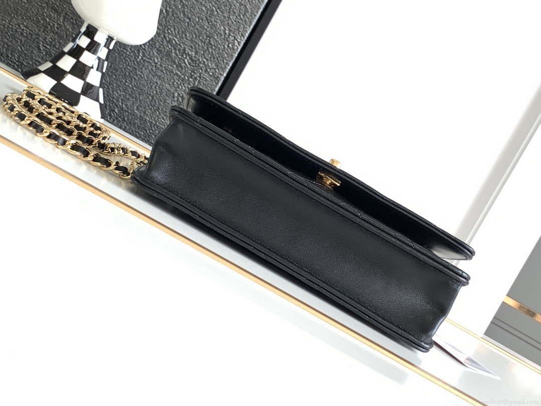 Chanel AP3504 Woc Wallet On Chain lambskin Imitation Pearls Strass & Gold Black