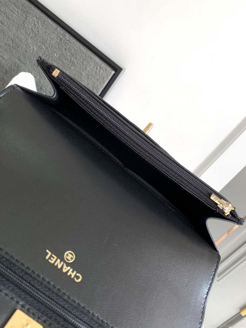 Chanel AP3504 Woc Wallet On Chain lambskin Imitation Pearls Strass & Gold Black