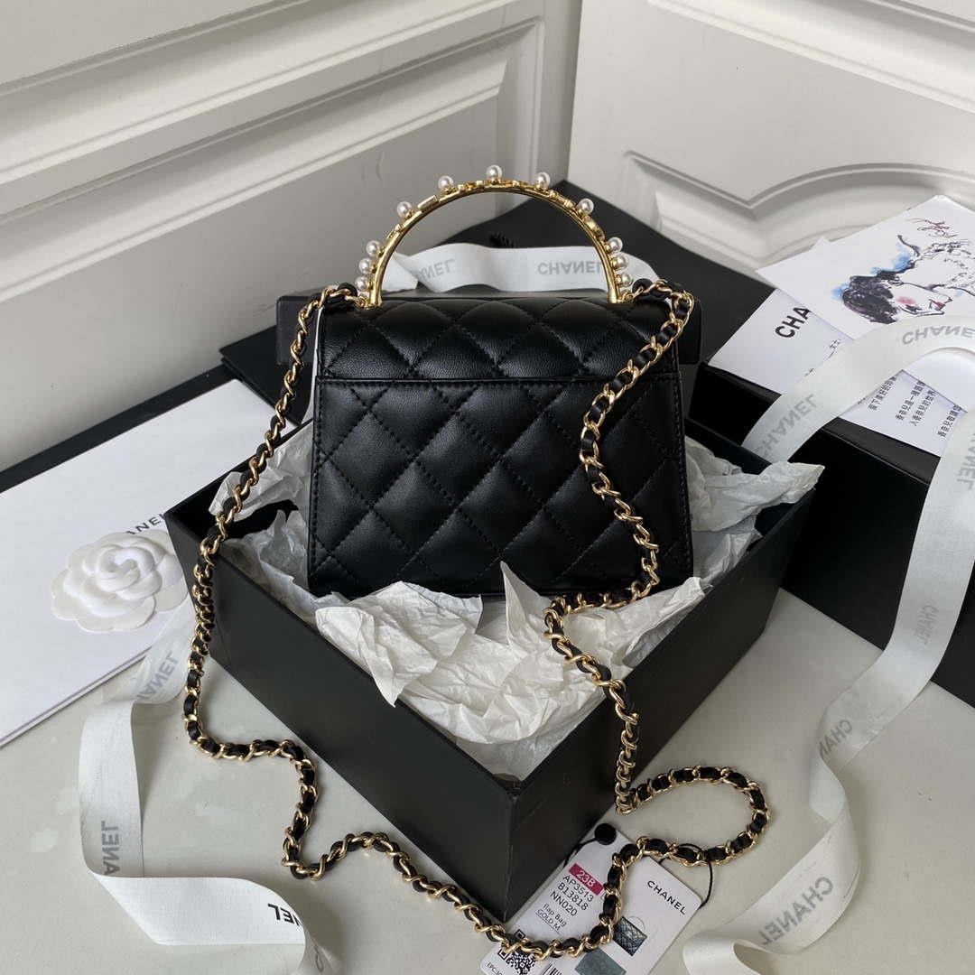Chanel AP3513 Woc Clutch With Chain lambskin Imitation Pearls Enamel & Gold Black