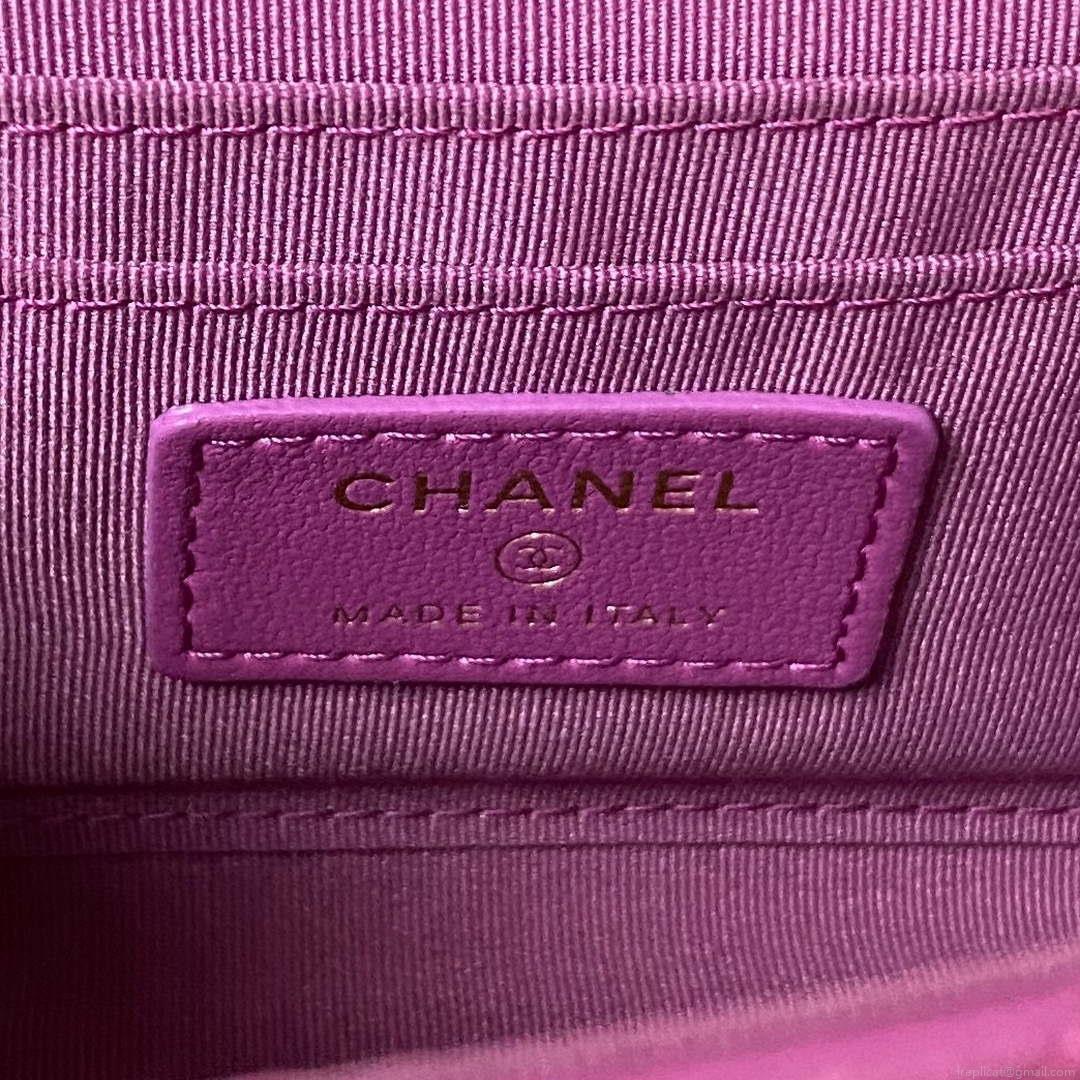 Chanel AP3513 Woc Clutch With Chain lambskin Imitation Pearls Enamel & Gold Purple