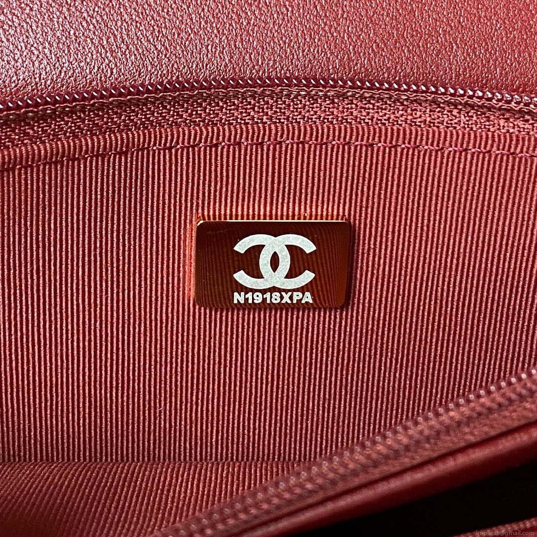 Chanel AP3504 Woc Wallet On Chain lambskin Imitation Pearls Strass & Gold Wine Red