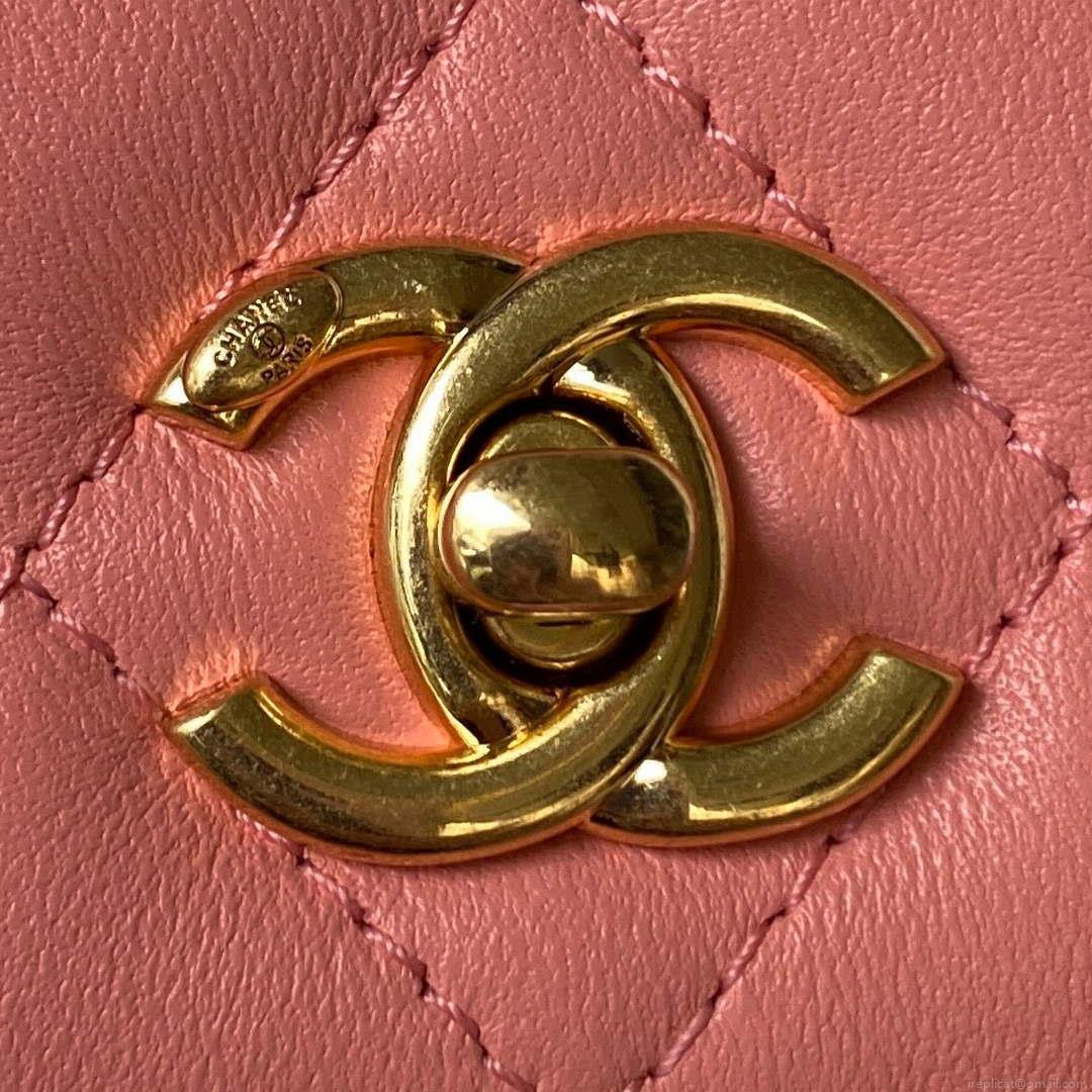 Chanel AP3504 Woc Wallet On Chain lambskin Imitation Pearls Strass & Gold Pink