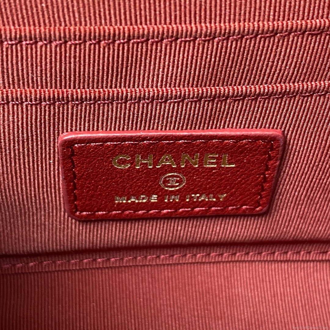 Chanel AP3513 Woc Clutch With Chain lambskin Imitation Pearls Enamel & Gold Wine Red