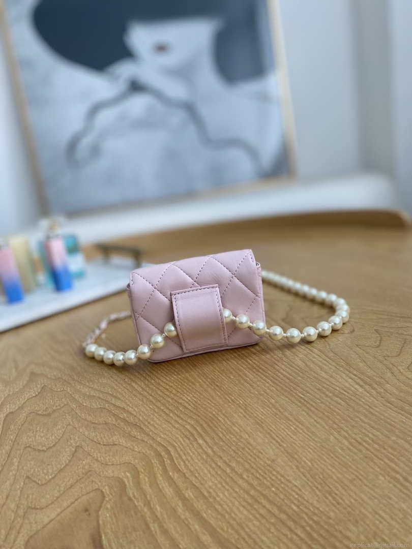 Chanel A81181 22 Spring/Summer Pearl chain belt bag pink
