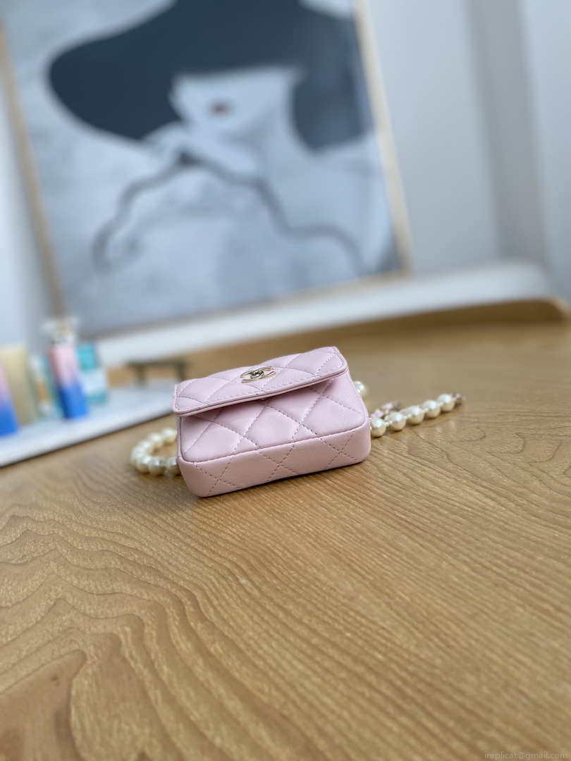 Chanel A81181 22 Spring/Summer Pearl chain belt bag pink
