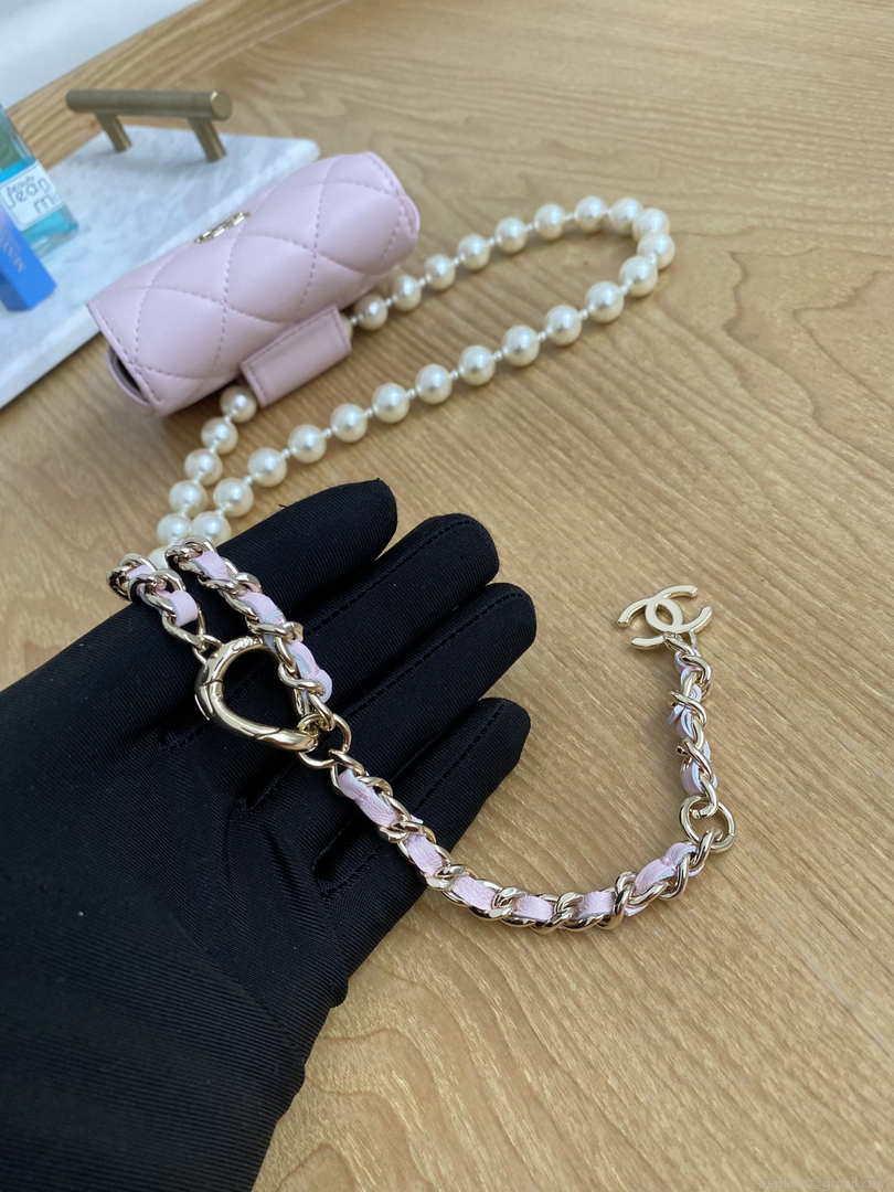 Chanel A81181 22 Spring/Summer Pearl chain belt bag pink