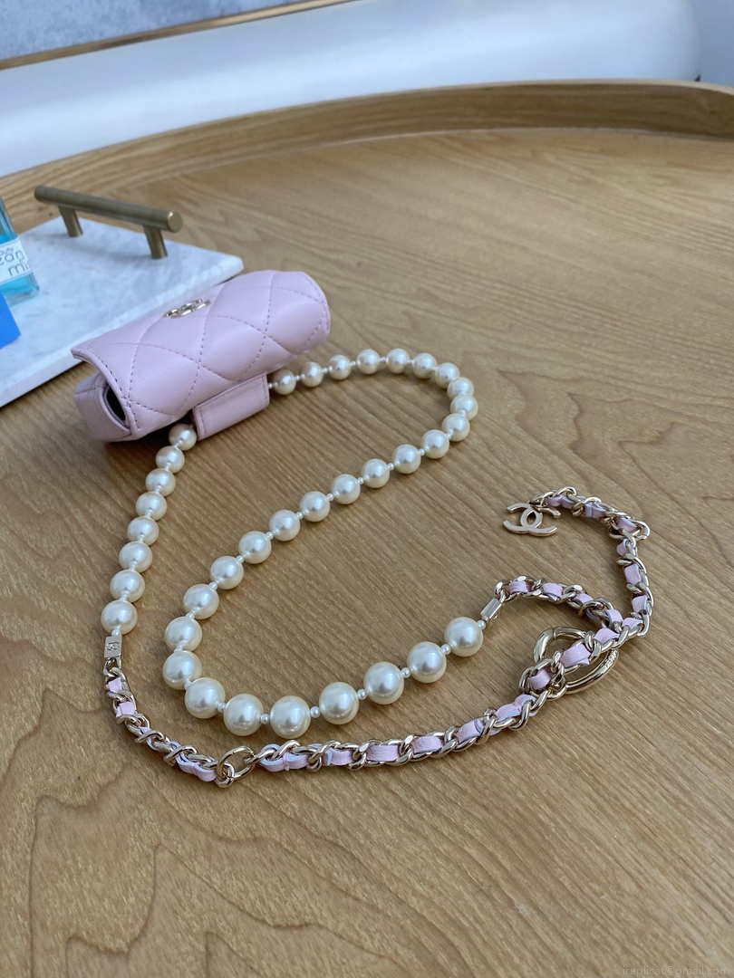 Chanel A81181 22 Spring/Summer Pearl chain belt bag pink