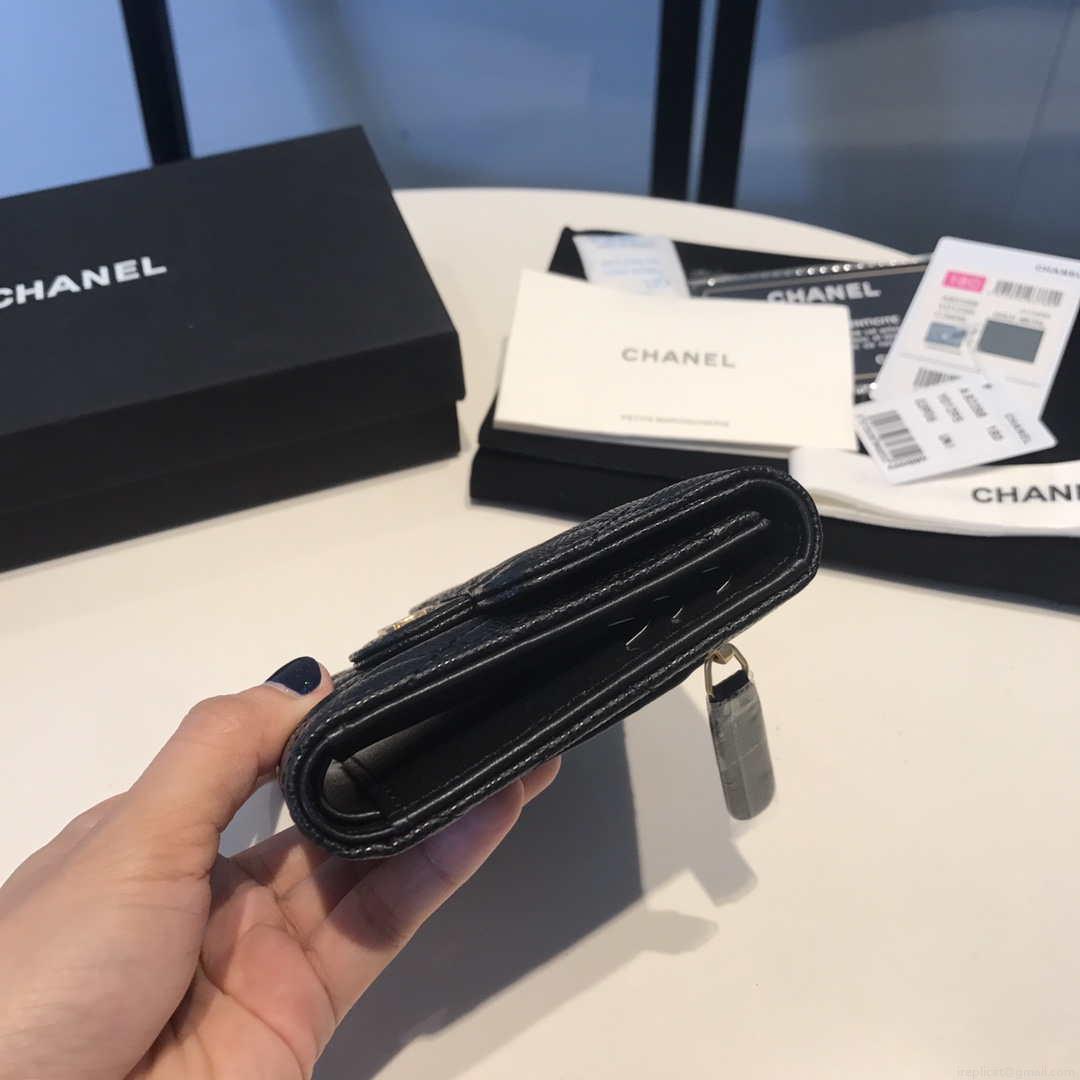 Chanel AP0231 Classic Small FLAP Wallet Calfskin Black Gold
