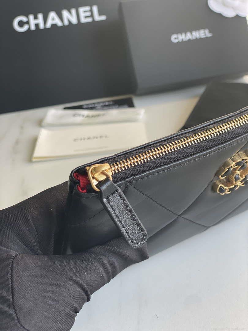 Chanel AP1059 Pouche Lambskin bag Wallet Card Holder Black