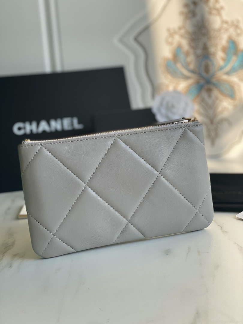 Chanel AP1059 Pouche Lambskin bag Wallet Card Holder Gray