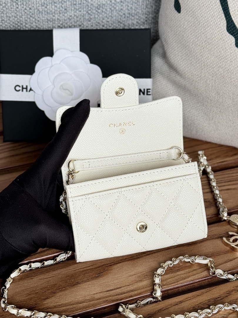 Chanel A81081 Wallet on Chain Shiny Calfskin White