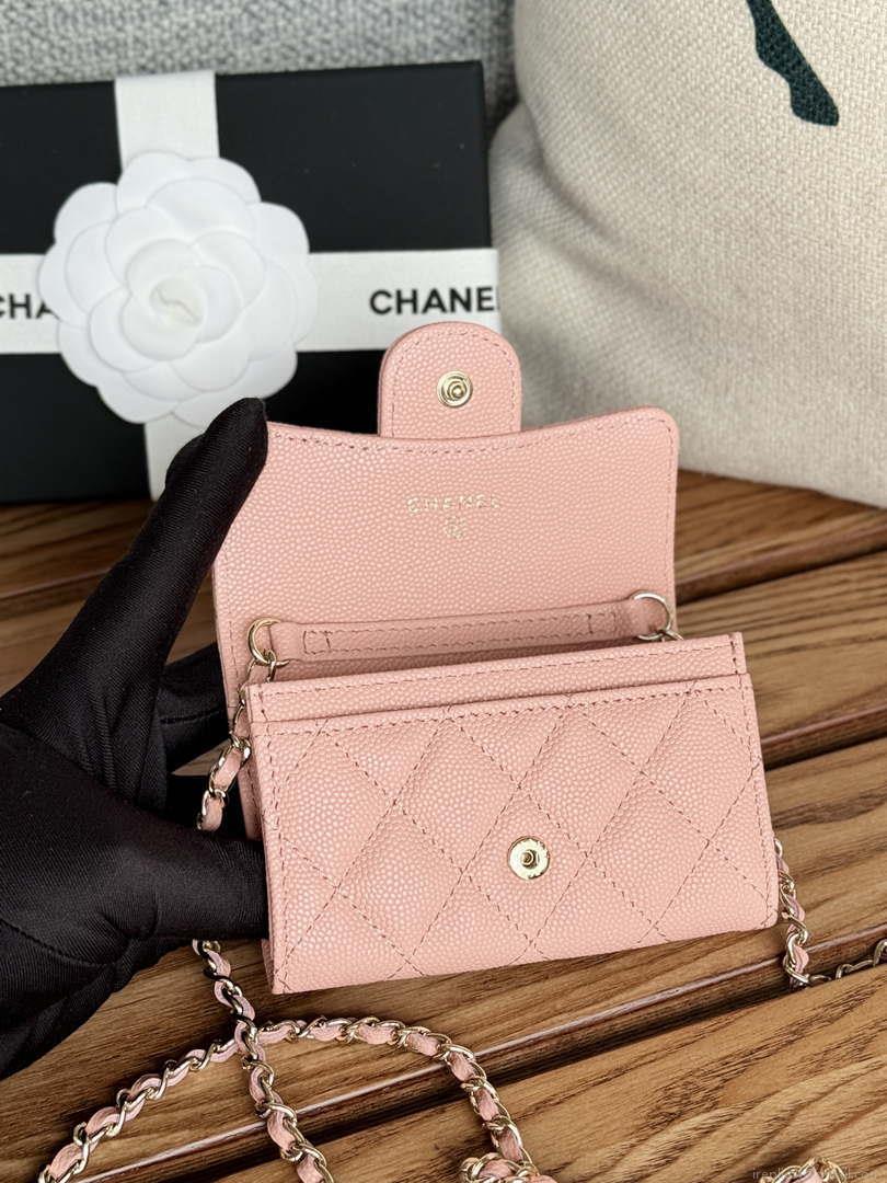 Chanel A81081 Wallet on Chain Shiny Calfskin Pink