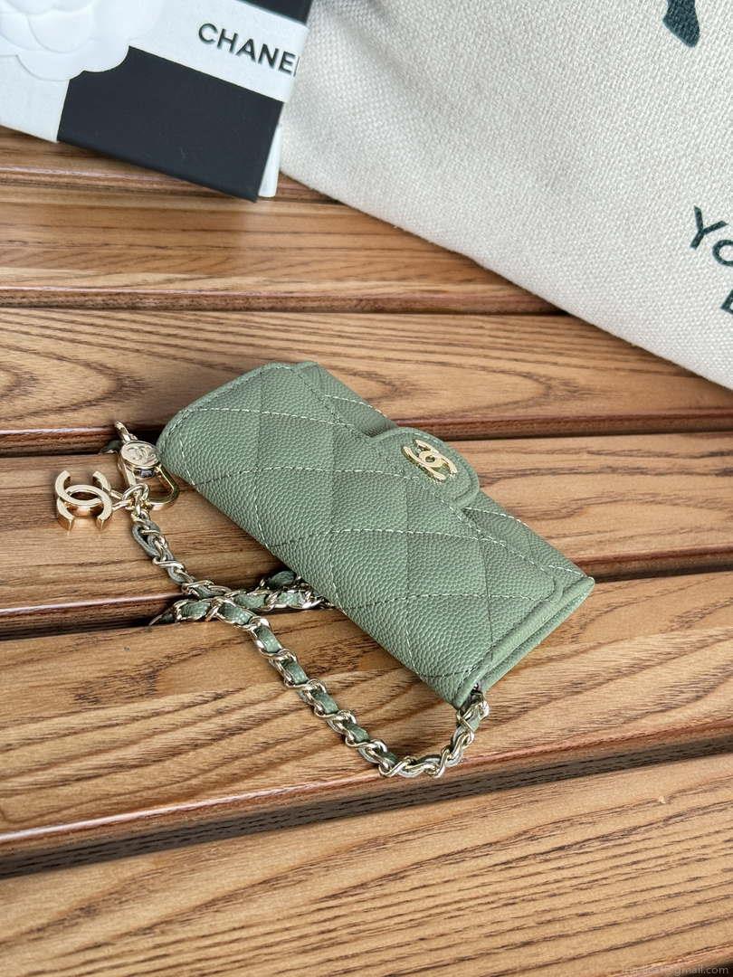 Chanel A81081 Wallet on Chain Shiny Calfskin Green