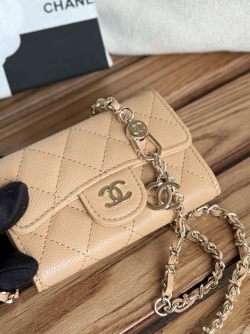Chanel A81081 Wallet on Chain Shiny Calfskin Apricot