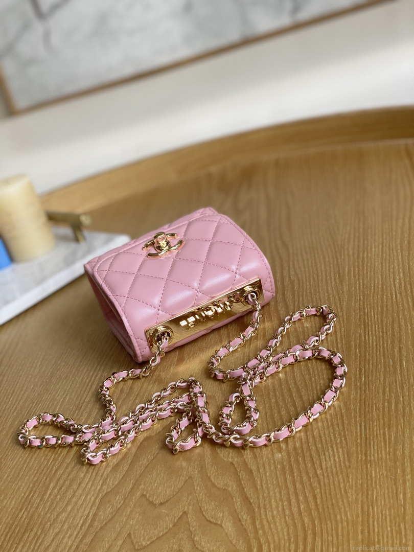 Chanel AP3020 Clutch with chain lambskin gold tone metal Pink