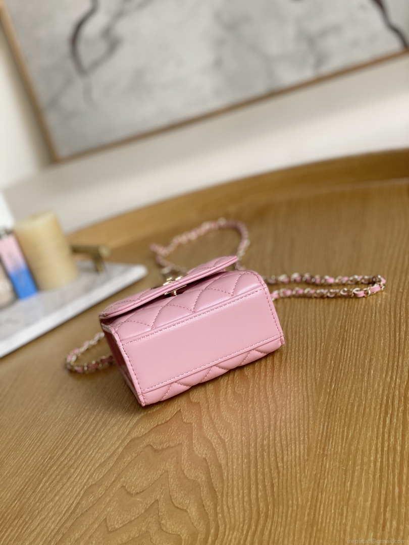 Chanel AP3020 Clutch with chain lambskin gold tone metal Pink