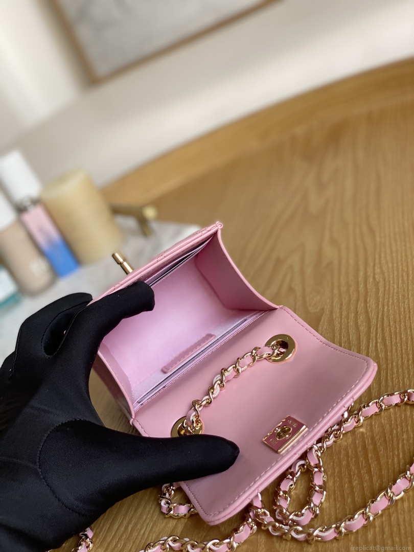 Chanel AP3020 Clutch with chain lambskin gold tone metal Pink