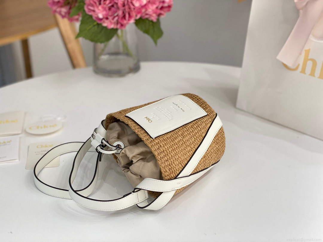 Chloé CHC22SS391G56101 Small Basket Tote Bag White