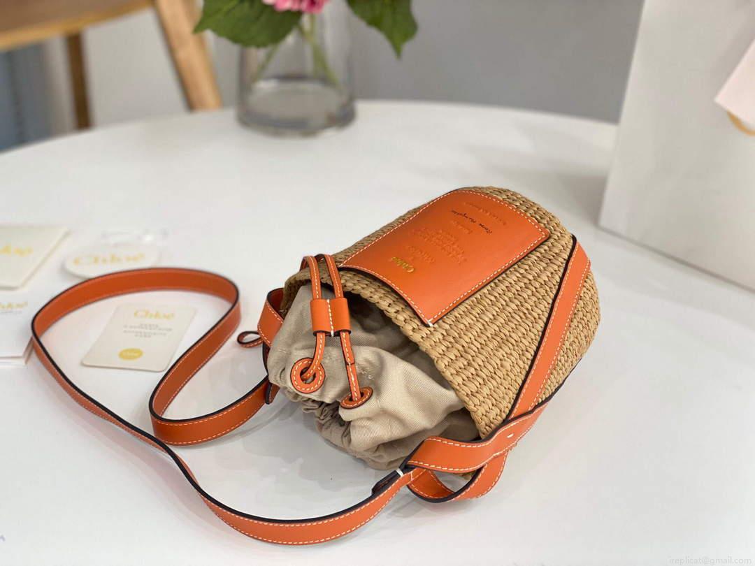 Chloé CHC22SS391G56101 Small Basket Tote Bag Orange