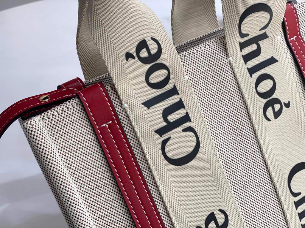 Chloe 385E6690U Small Woody Tote Bag Red