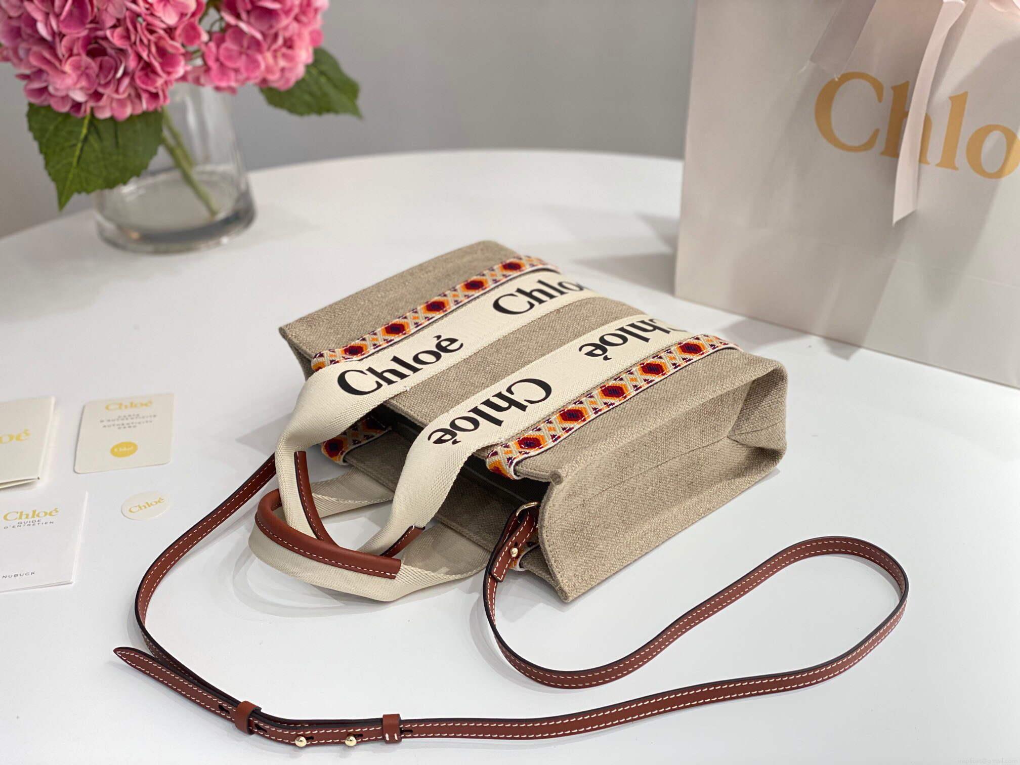 Chloe 385E6690U Small Woody Tote Bag Orange