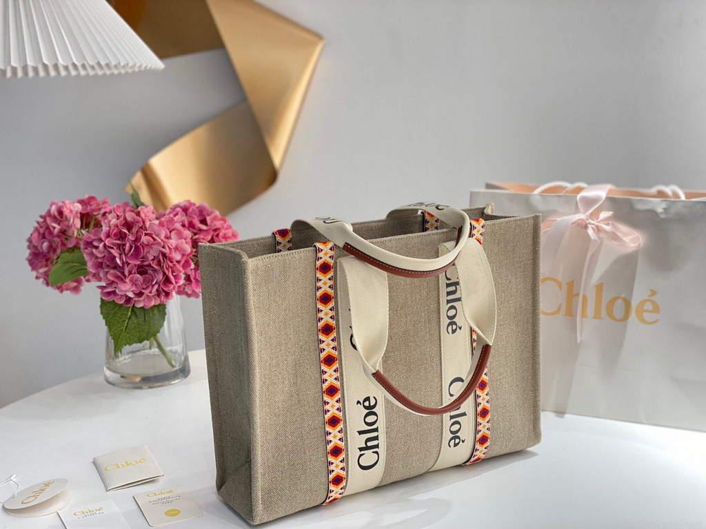 Chloe 382E6690U Large Woody Tote Bag Orange