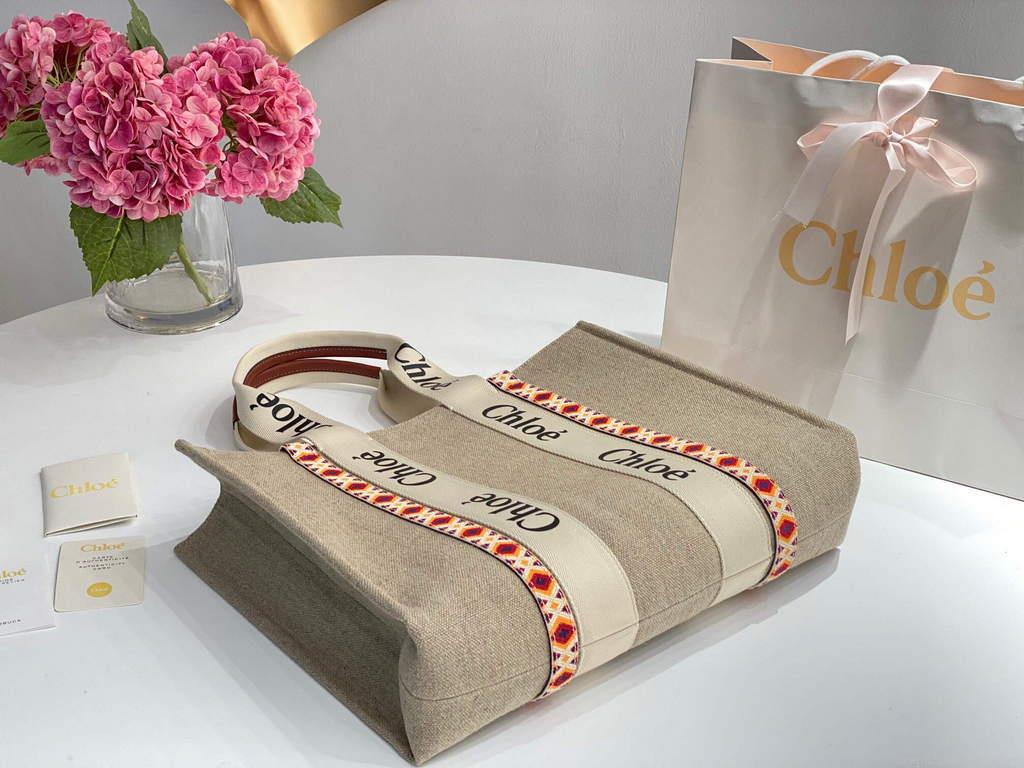 Chloe 382E6690U Large Woody Tote Bag Orange