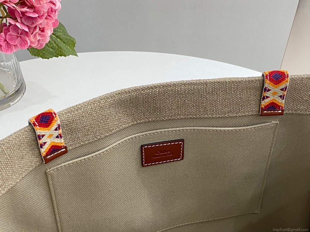 Chloe 382E6690U Large Woody Tote Bag Orange