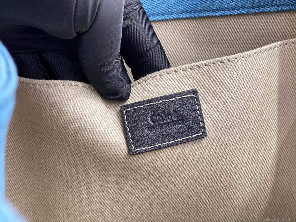 Chloe 382E6690U Large Woody Tote Bag Blue