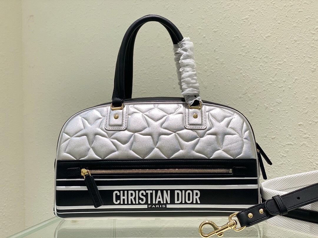 Dior M6202 Medium Dior Vibe Zip Bowling Bag Black and Silver Smooth Calfskin