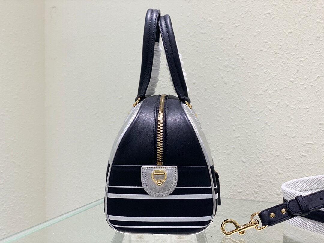 Dior M6202 Medium Dior Vibe Zip Bowling Bag Black and Silver Smooth Calfskin