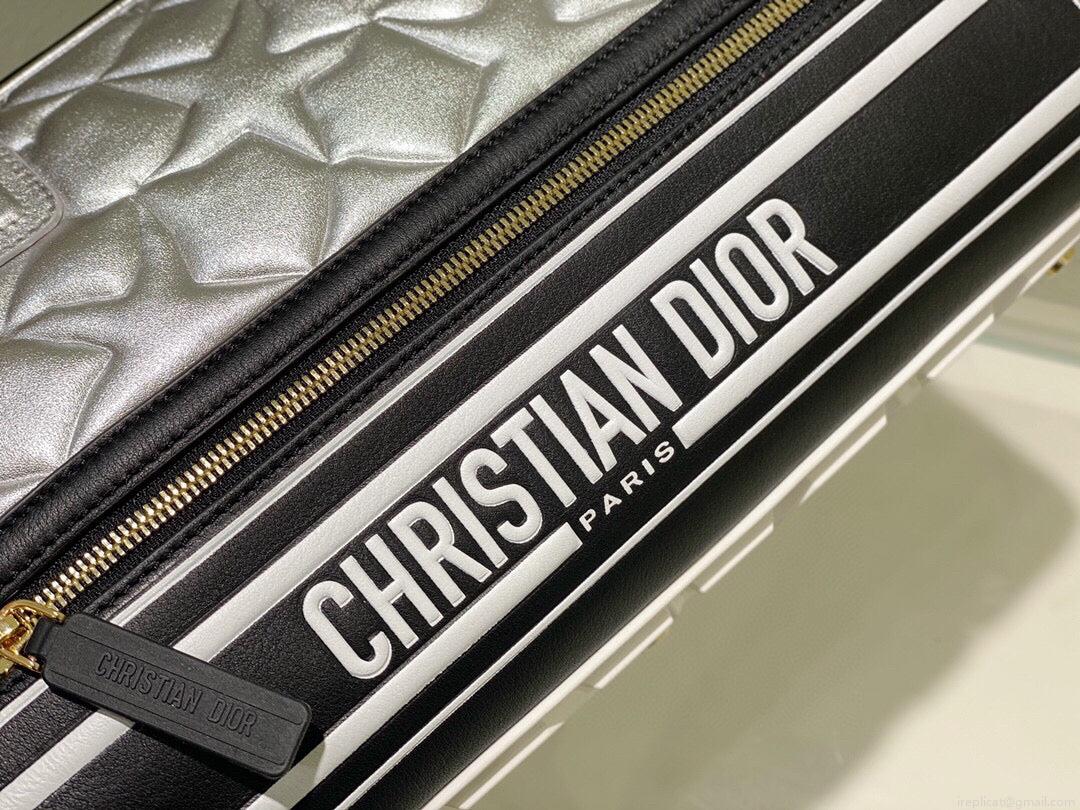 Dior M6202 Medium Dior Vibe Zip Bowling Bag Black and Silver Smooth Calfskin