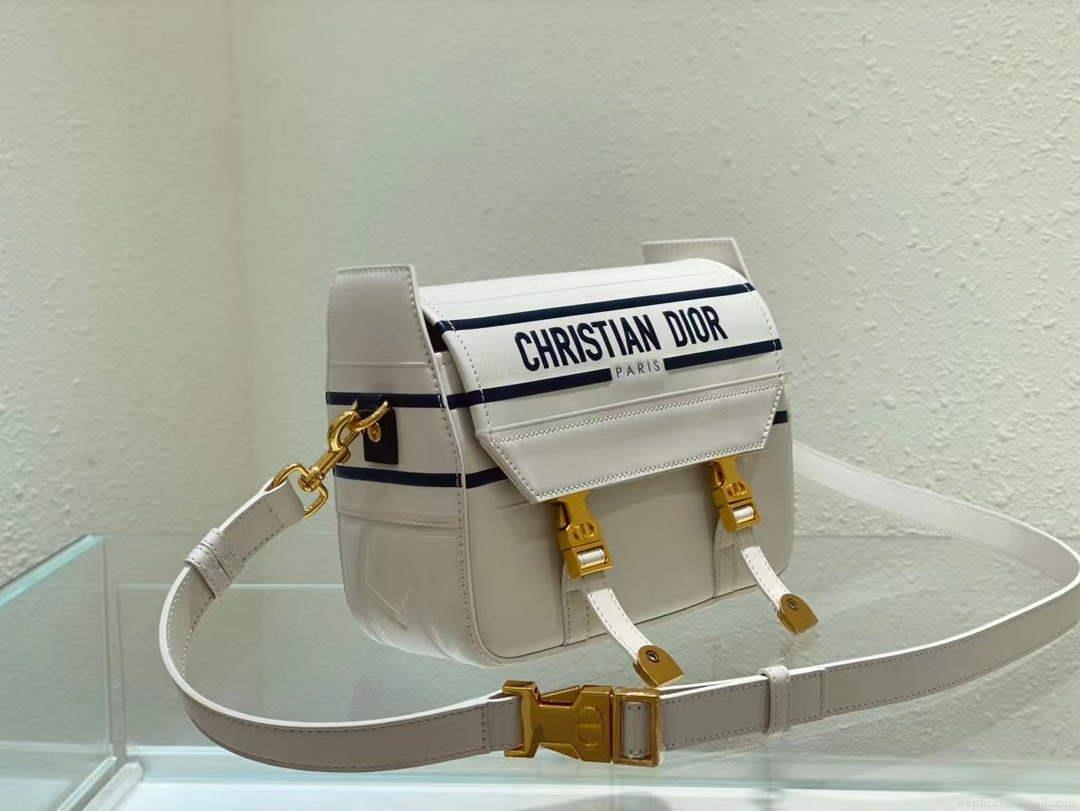 Dior M1243 Small Diorcamp Bag White and Blue Smooth Calfskin
