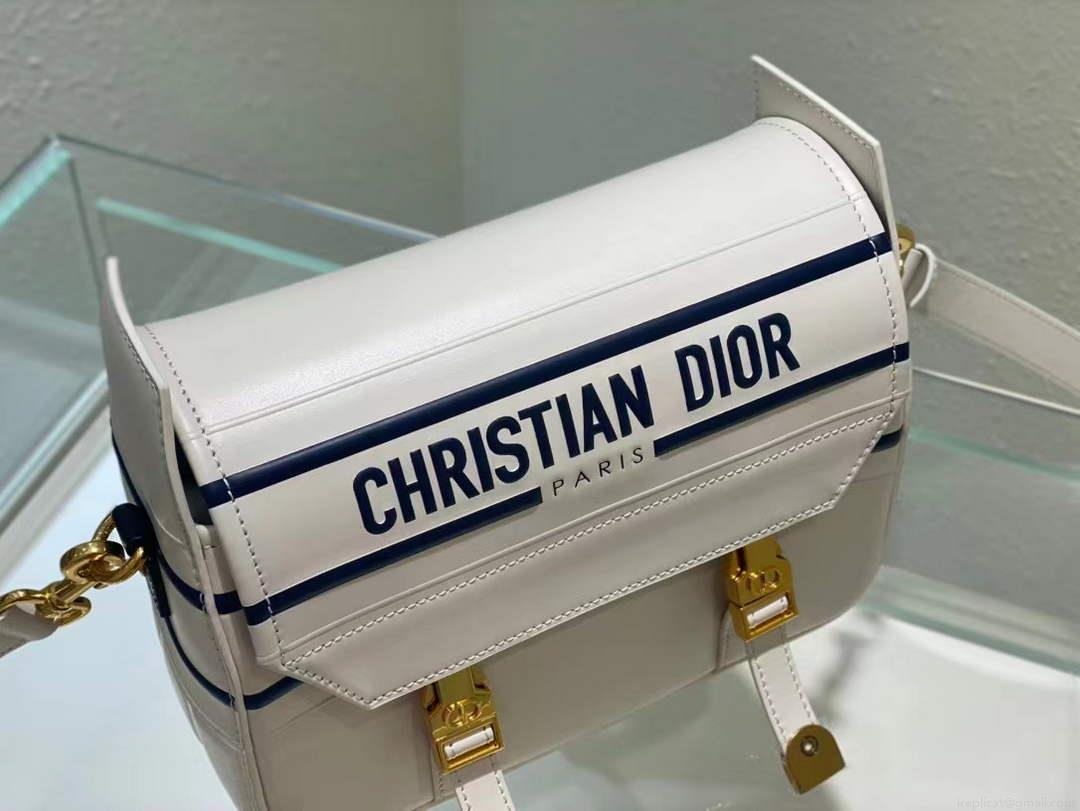Dior M1243 Small Diorcamp Bag White and Blue Smooth Calfskin