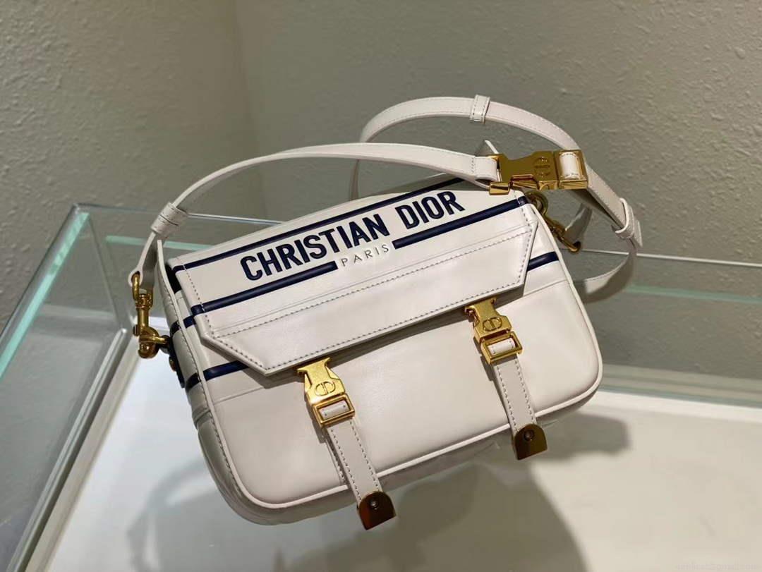 Dior M1243 Small Diorcamp Bag White and Blue Smooth Calfskin